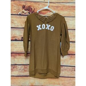 Mia Joy Joyfolie Girls Sz 8 XOXO Sequin Peter Pan Brown Collar Dress NWT